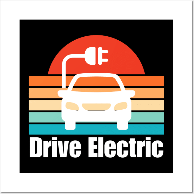 Drive Electric Retro Sunset Wall Art by HobbyAndArt